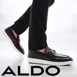 ALDO Mr B’s Courtside Leather Black Loafers Men’s Sz 12